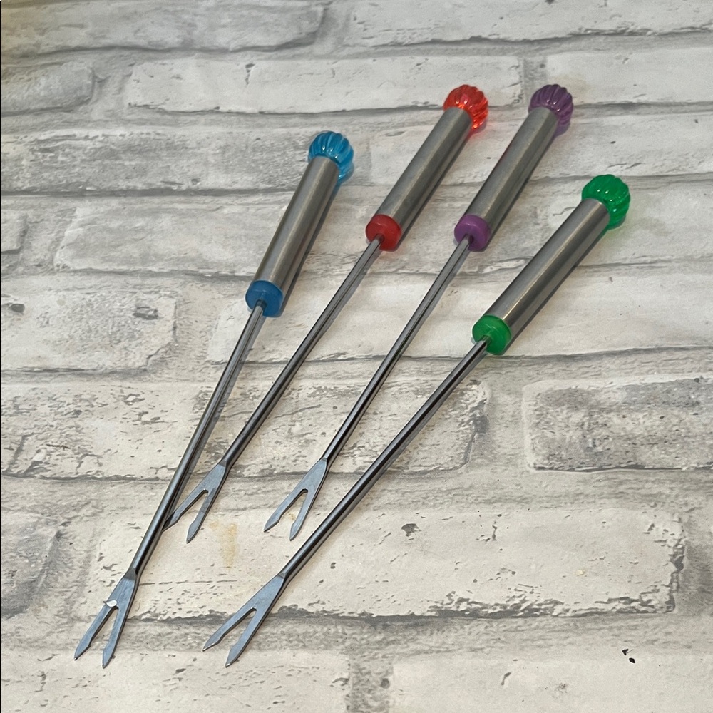 Vibrant Stainless Steel Fondue Forks Set of 4 - Picture 1 of 5